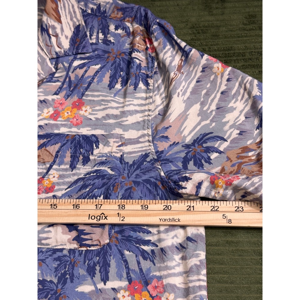 Faherty Men Blue Tropical Palm Tree Viscose Camp Shirt Summer Comfort M GG02 - Picture 4 of 8